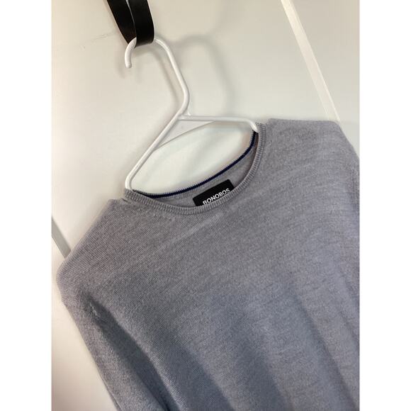 Bonobos Men's 100% fine merino wool  Pullover Sweater Gray Size Medium - Picture 2 of 7